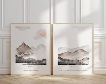 Carteles de versículos bíblicos alemanes / Philipper 4,7 / Johannes 14,27 / Frieden lasse ich euch / Conjunto de galería de 2 / Conjunto de arte de versículos bíblicos cristianos