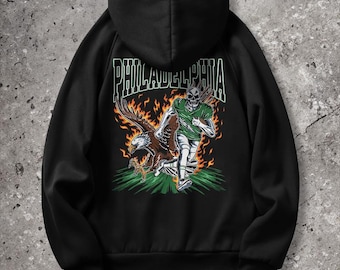 Sudadera con capucha de fútbol americano de Filadelfia, sudadera vintage de los Eagles, sudadera con capucha con estampado de esqueleto, regalo para aficionados al fútbol americano, sudadera pirata de los Eagles