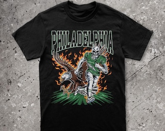 Camiseta de fútbol de Filadelfia, mercancía vintage de los Eagles, camiseta con estampado de esqueleto, regalo para un aficionado al fútbol, camiseta pirata de los Eagles