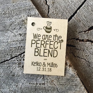Perfecte mix labels bruiloft bedankjes - bedanklabels koffiefeest - kraft bruine rustieke labels