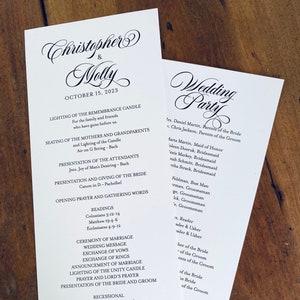 Tarjeta de programa de boda - Tarjeta de cronograma de eventos - Tarjeta de fiesta de bodas - Tarjeta de iglesia - Tarjeta de agradecimiento por la decoración de los lugares del evento - Tarjeta de evento corporativo