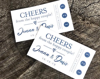 Wedding Drink Punch Tickets - Redeem for a Drink - Party Bar Tickets - Paper Tickets - Punch Card - Drink Token Drink Limit Card - QTY 20