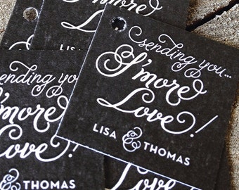 Chalkboard Style S'more Wedding Favor Tags - Thank you tags - Sending S'more Love Wedding Gift Tags - Set of 50