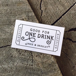 Wedding Drink Tickets - Redeem for a Drink Coupon - Party Bar Tickets - Wooden Nickel - One Drink - Admit one Drink Token - Rectangle