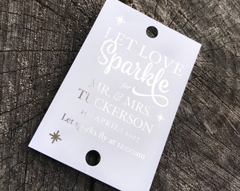 Silver Foil Let Sparks Fly Sparkler tags- Gold Foil Sparkler Send Off Firework Tags - Custom Sparkler Cards Set of 24