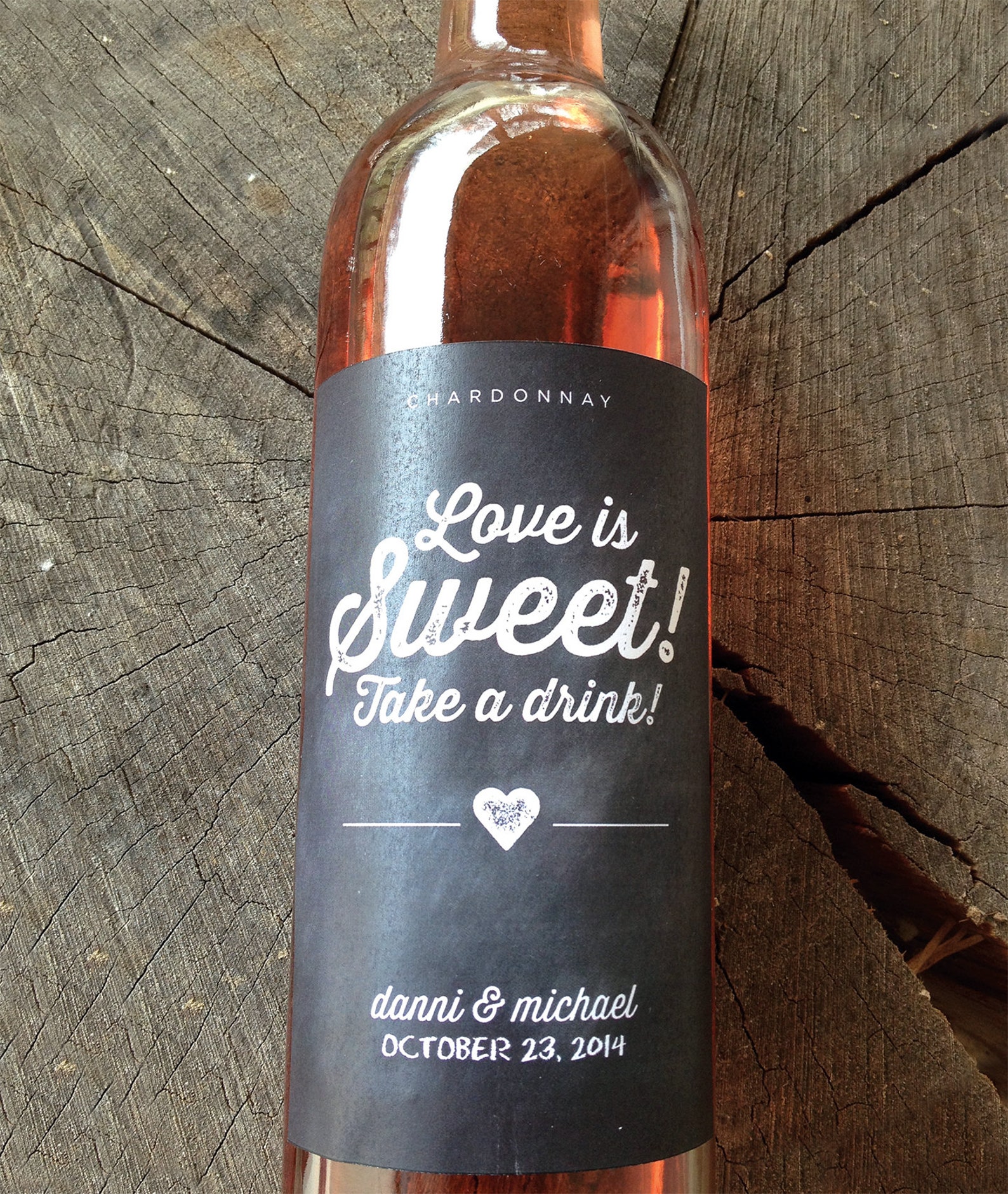 Chalkboard Style Wedding Wine Bottle Labels Love is Sweet Etsy