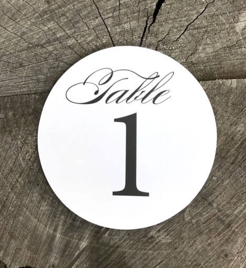 Circle Formal Table Numbers Numbered Script Round Number Cards Black And White Assignment Signs