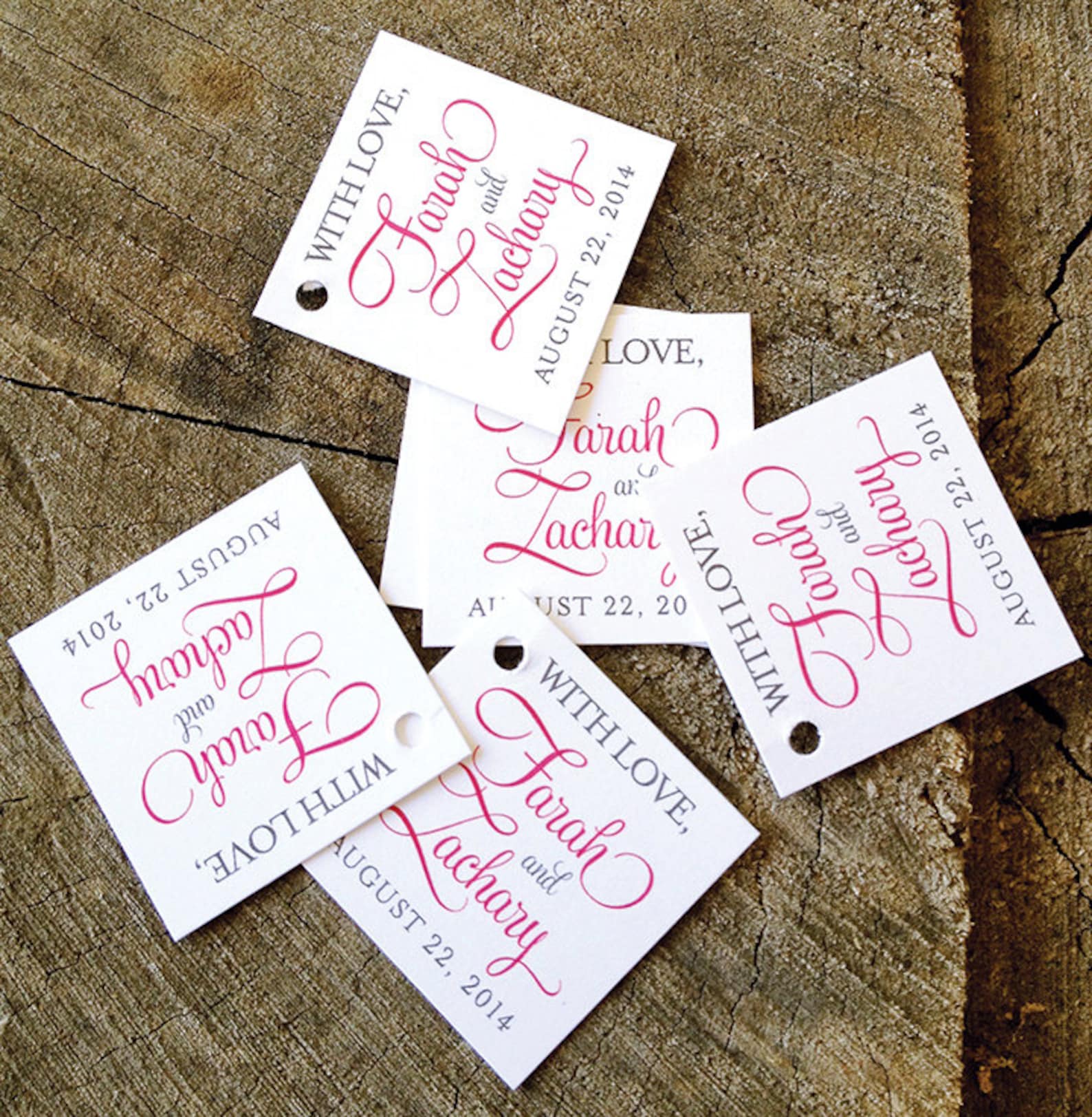 Script Modern Gift Tags Hot Pink Mini Wedding Favor Tags Etsy