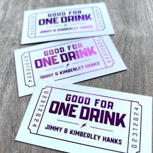 Gold Foil Wedding Drink Tickets Redeem for a Drink Coupon Bar Tickets Birthday Party Bar Tokens Good for One Drink Token, 50 QTY image 4