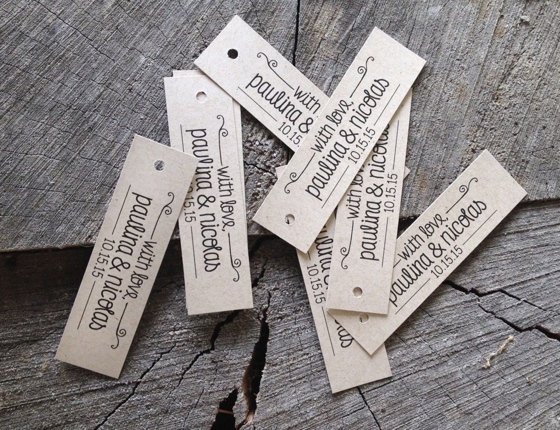 Long Rectangular Rustic Tag - Kraft Brown Tags - Ivory Slim Style Tags ...