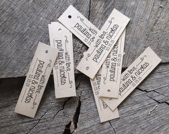 Long Rectangular Rustic Tag - Kraft Brown tags - Ivory slim style tags - Thank you Wedding Tags - Favor Treat tags - Set of 50