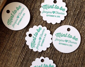 Rustic Modern Wedding Favor Tags - Round Thank you tags - Scalloped Wedding Gift Tags -MINI Bridal Shower Tags - Set of 50