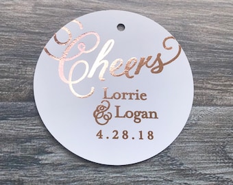 Foil Personalized Tags Wedding, Rose Gold Custom Shower Tags, Gold Foil Candy Favor Tags, Real Foil SilverGoody Bag Labels, Cake Pop Tags