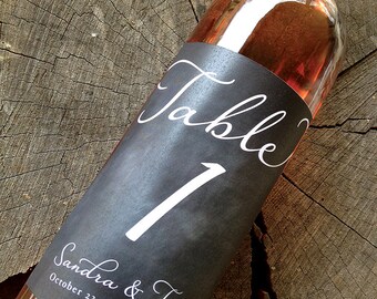 Chalkboard Table Numbers Wine Bottle Labels, Wedding Wine Labels, Seating Label, Personalized Rustic Table Number, Seat Assignment Stickers,