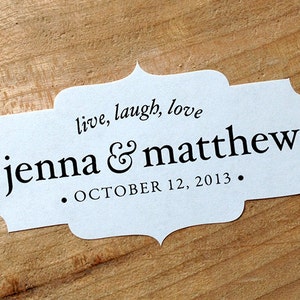 Wedding Favor Sticker - Parisian Style Labels - Live Laugh Love Seals- set of 50 - Ornate edge stickers- Envelope Seals - Enclosure Lables