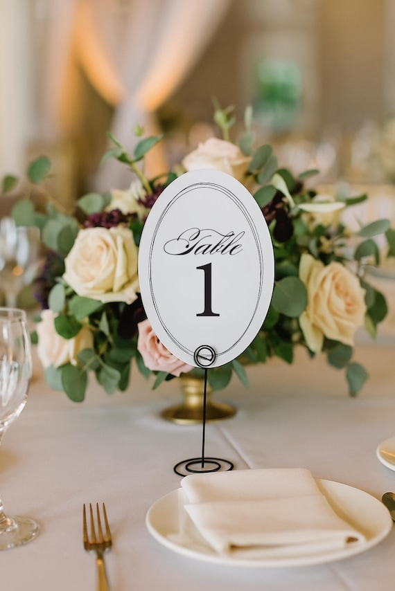 Oval Table Numbers - Event Wedding Table Number Assignment - Formal Calligraphy - Elegant Simple Table Numbers - NUMERICAL Table Numbers