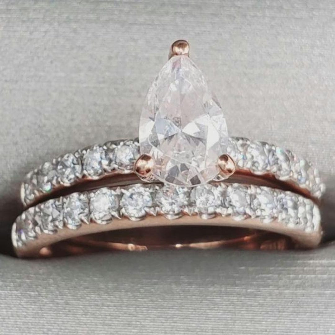 14K Rose Gold Complete Bridal Diamond Ring (7/8 Ct. Tw.) - International Gems