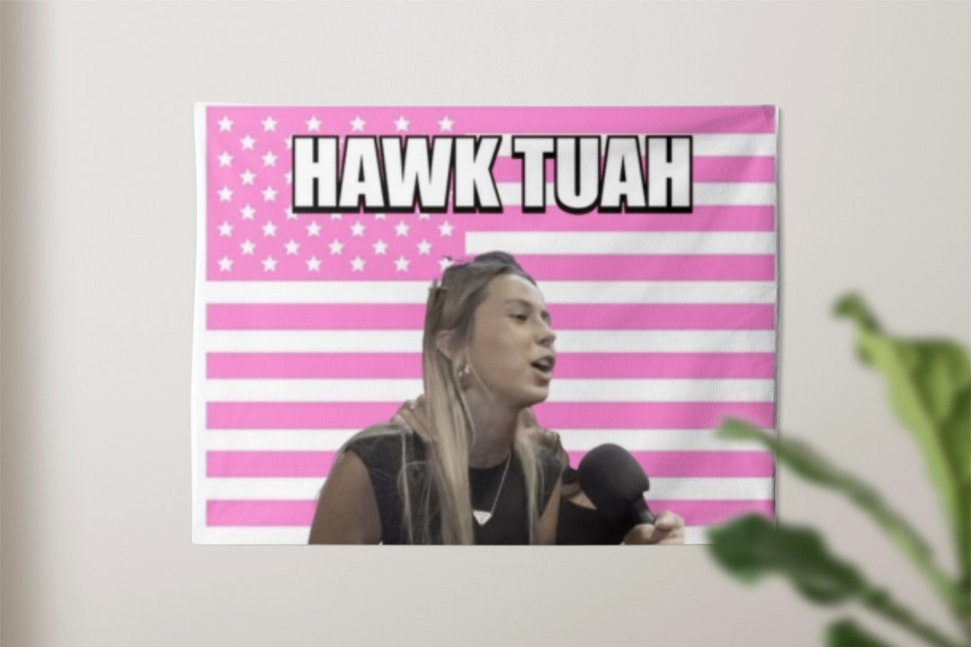 Hawk Tuah Girl Divertido Tik Tok Meme Tapiz Goofy Internet Broma Regalo ...