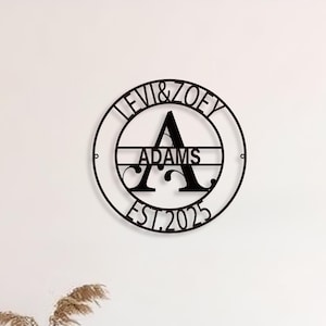 Personalized Family Name Metal Sign, Custom Metal Monogram, Last Name Sign, Wedding Gift, Couple Anniversary or Housewarming Decor