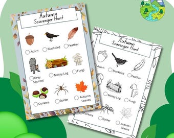 Autumn Scavenger Hunt UK | Printable PDF with Colour and B&W Copies | British Wildlife Nature Activity for Kids