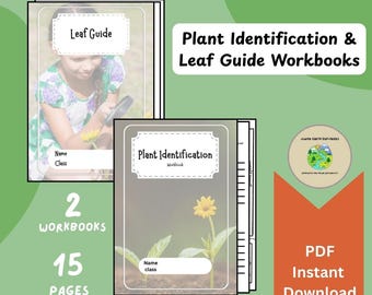 Leaf Guide and Plant Activity Booklet Bundle – Printable PDF with Illustrated Leaf Shapes for Kids – Nature Learning Digital Download