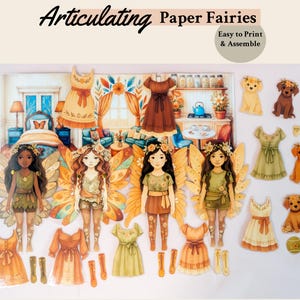 Fall Fairy Paper Dolls – Printable Autumn Craft Kit with Outfits, Puppies | Articulating Dolls for Screen-Free Play | Dress-Up Dollhouse