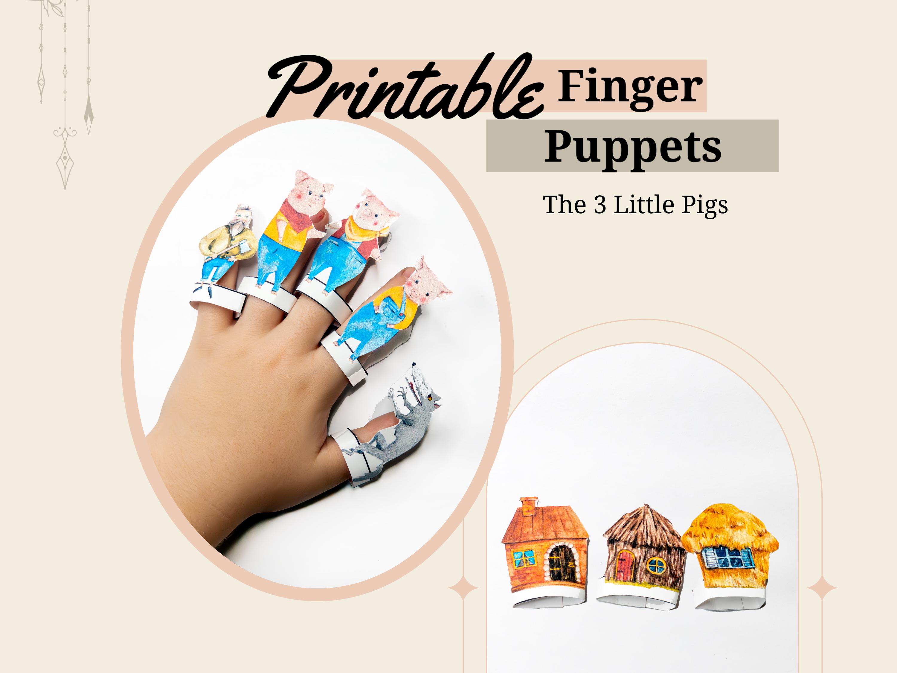 Three Little Pigs Finger Puppets: DIY Storytelling Craft (PDF Printable)