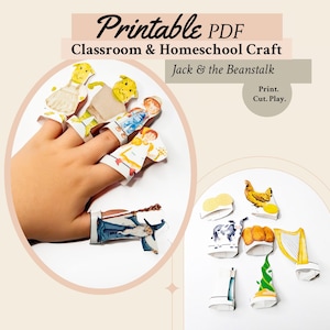 Jack and the Beanstalk Finger Puppets: Storytelling Classroom Activity (PDF Printable)