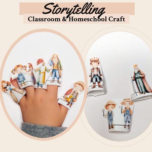 Marionetas de dedo interactivas para cuentos de Golden Goose / Material imprimible para el desarrollo de la lectoescritura en el aula / Aprendizaje mediante juegos de simulación / Juego dirigido por los padres