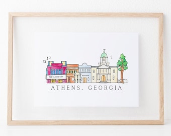 Athens, Georgia Skyline Art Print