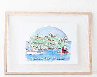 Mackinac Island, Michigan Art Print: Hand-Drawn Art Prints