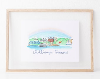 Chattanooga, Tennessee Skyline Art Print