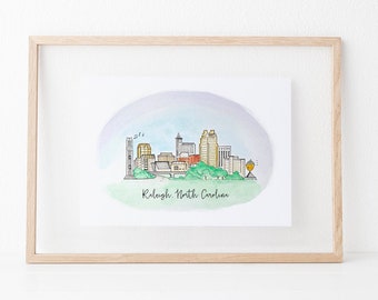 Raleigh, North Carolina Skyline Art Print