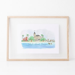 Jekyll Island, Georgia Skyline Art Print