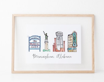 Birmingham, Alabama Skyline Art Print