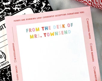 Funds are Low! Personalized Notepad for Teachers