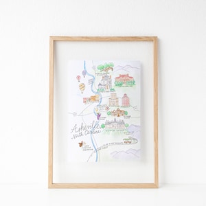 Asheville, North Carolina Map Art Print