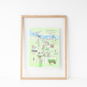 Savannah, Georgia Map Art Print