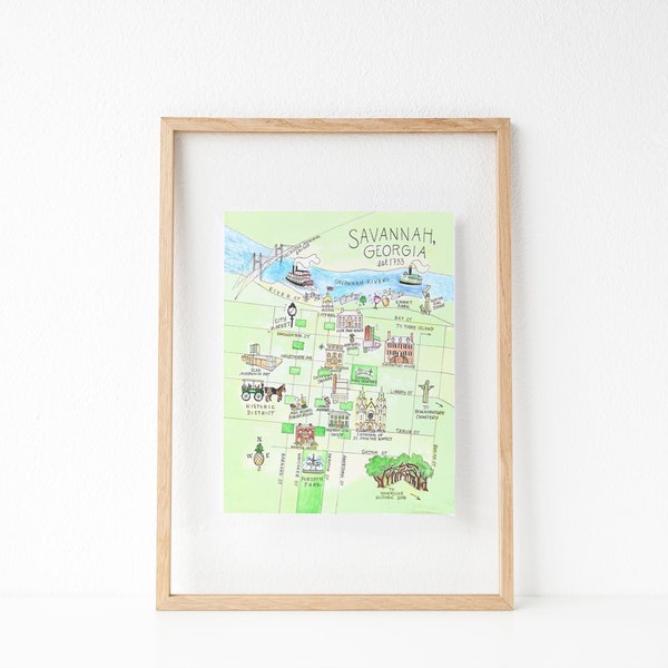 Savannah, Georgia Map Art Print