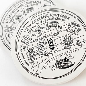 Ceramic New Orleans Map Coasters