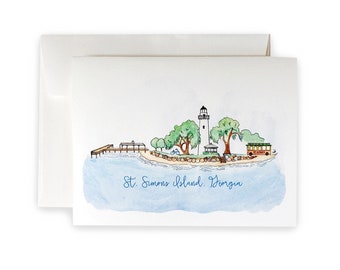 Saint Simons Island Skyline Notecard Set