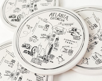 Ceramic Atlanta, Georgia Map Coasters
