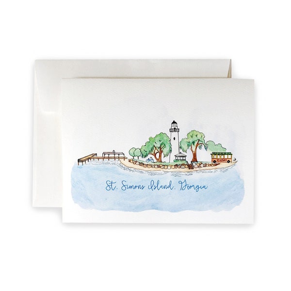 Saint Simons Island Skyline Notecard Set