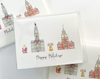 Philadelphia, Pennsylvania Holiday Greeting Card or Notecard Set