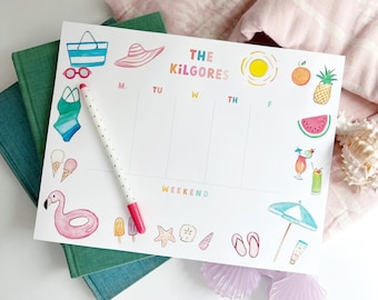 Summer Days Weekly Personalized Notepad
