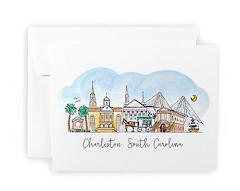 Charleston, South Carolina Skyline Notecard Set