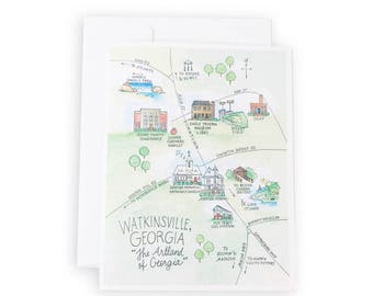 Watkinsville, Georgia Map Notecard Set