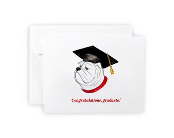 Bulldog Grad Greeting Card or Notecard Set