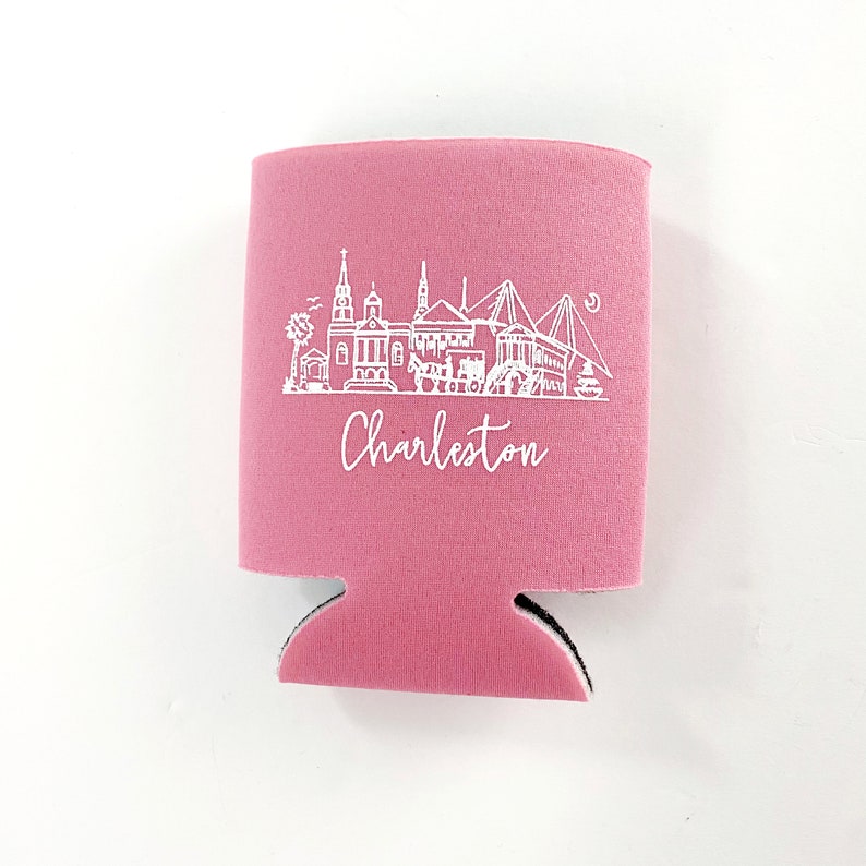 Charleston Rainbow Row Insulated Can Holders 1 Pink Koozie