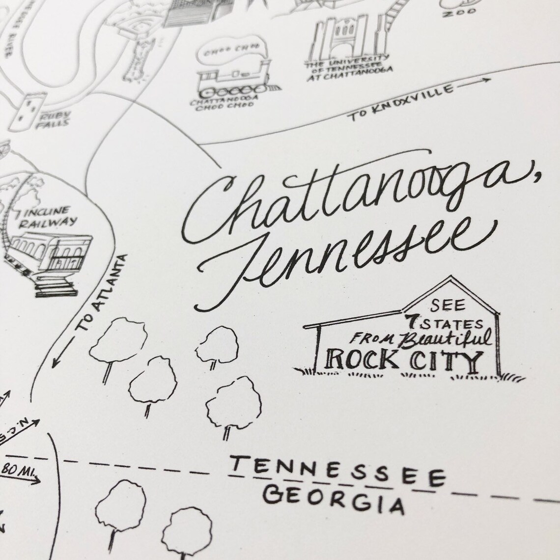 Chattanooga Tennessee Map Art Print - Etsy